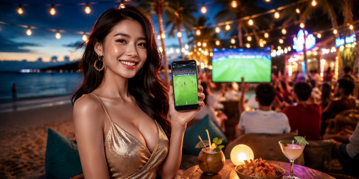 Người hâm mộ bóng đá xem trận đấu và đặt cược thể thao VIP tại bãi biển Phú Quốc